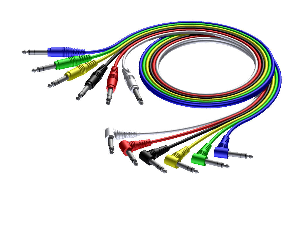 ProCab cable estéreo jack/jack en ángulo, set de 6 colores, 60 cm
