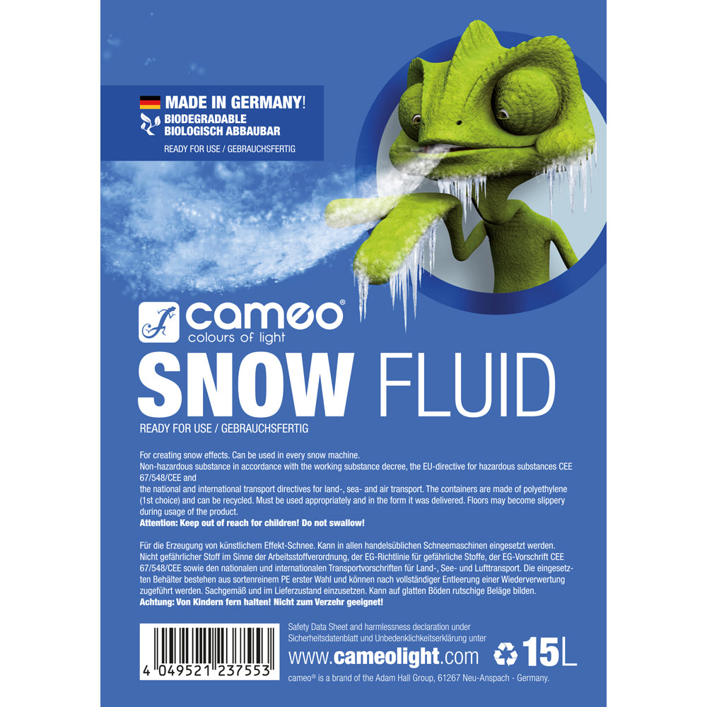 Cameo SNOW FLUID 15 L - Líquido especial para máquinas de nieve para producir espuma 15 L