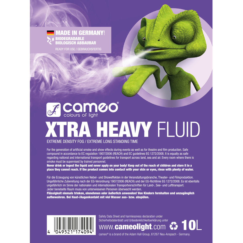 Cameo XTRA HEAVY FLUID 10 L - Líquido de haze de muy alta densidad y tiempo de suspensión extremadamente largo 10 L