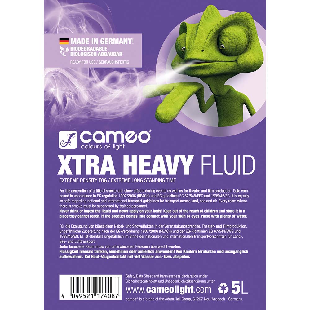 Cameo XTRA HEAVY FLUID 5L - Líquido de haze de muy alta densidad y tiempo de suspensión extremadamente largo 5 L