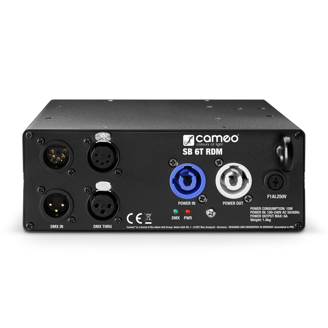 Cameo SB 6 T RDM - Splitter/booster DMX/RDM de 6 salidas con conectores de 3 y 5 pines