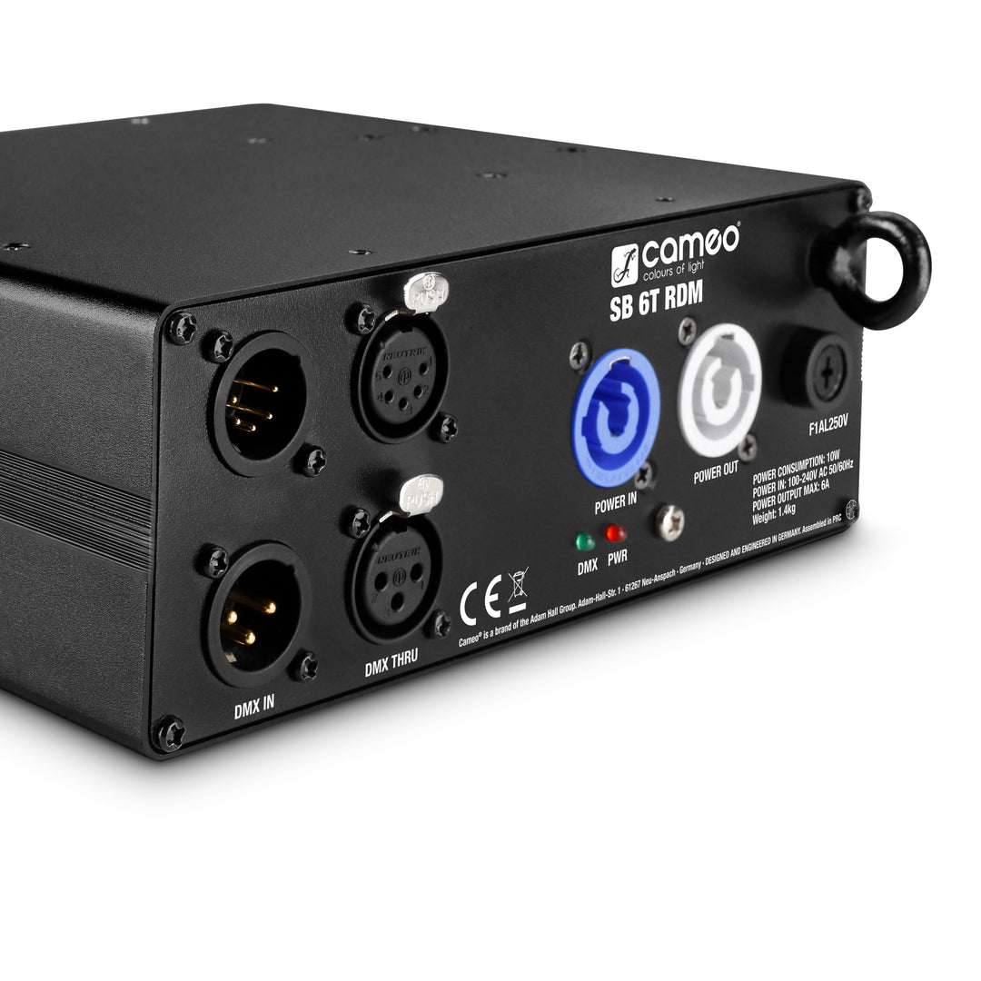 Cameo SB 6 T RDM - Splitter/booster DMX/RDM de 6 salidas con conectores de 3 y 5 pines