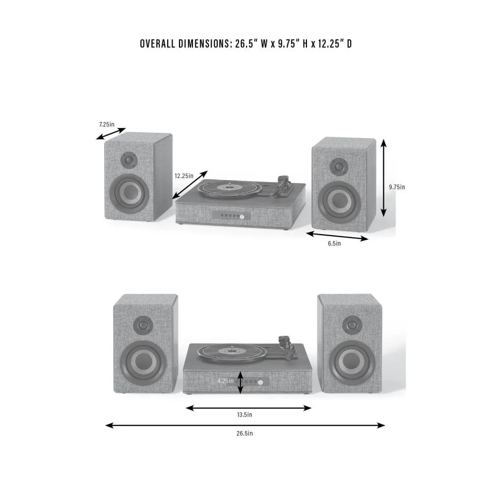 Tocadiscos Crosley Arya con altavoces, Gray