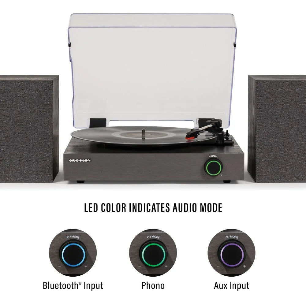 Crosley Zane Tocadiscos con altavoces, Negro