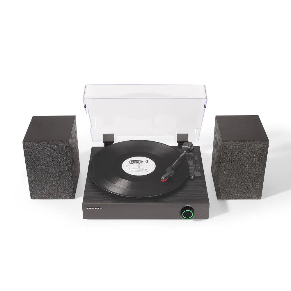 Crosley Zane Tocadiscos con altavoces, Negro