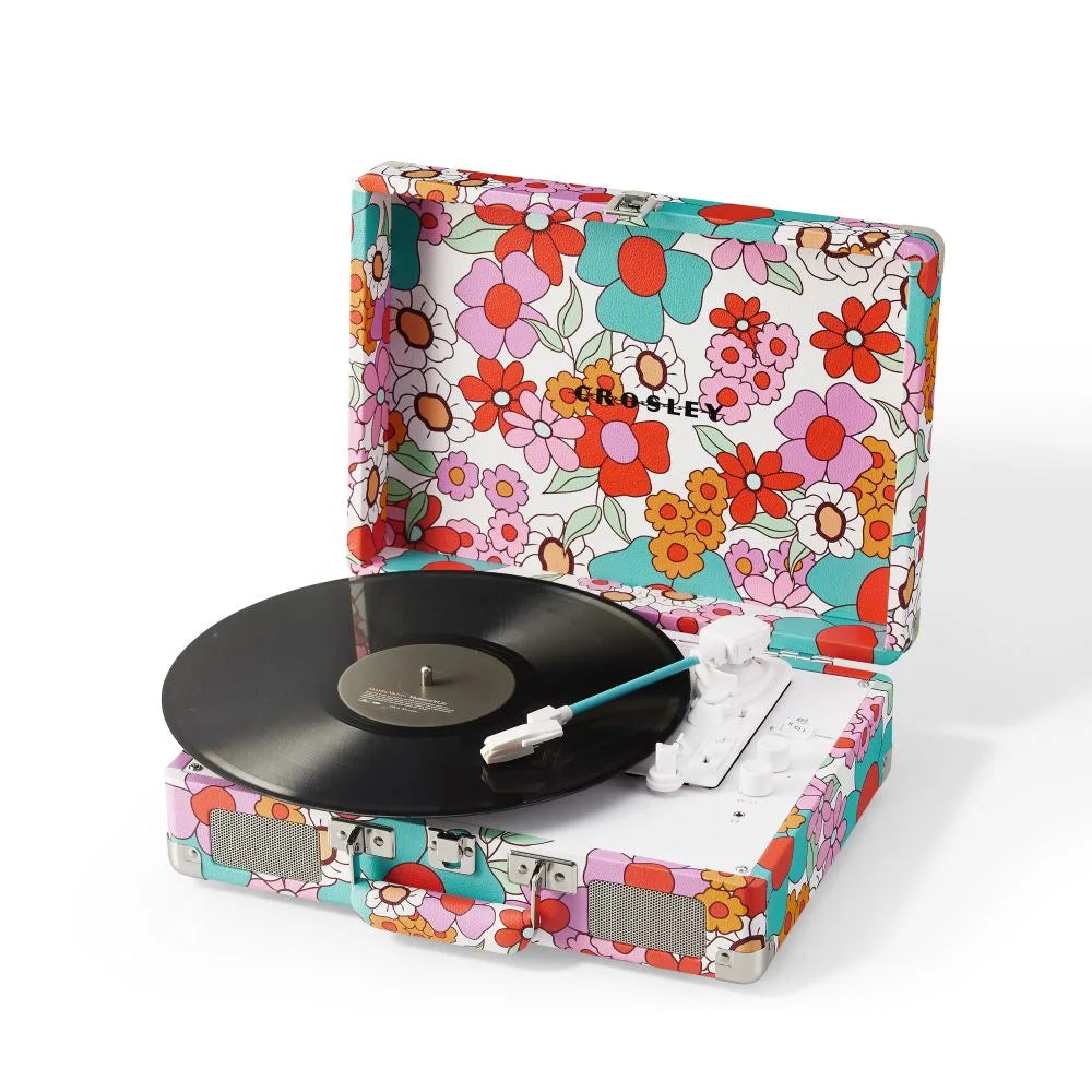 Crosley Cruiser Plus Tocadiscos Bluetooth bidireccional (Groovy Floral)