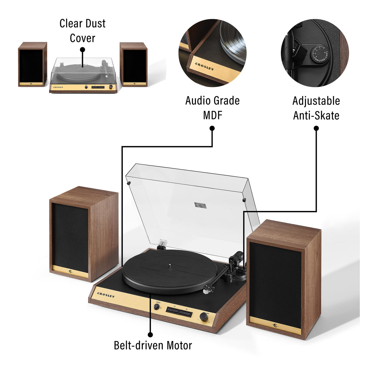 Crosley C72 Turntable with Speakers (Walnut)