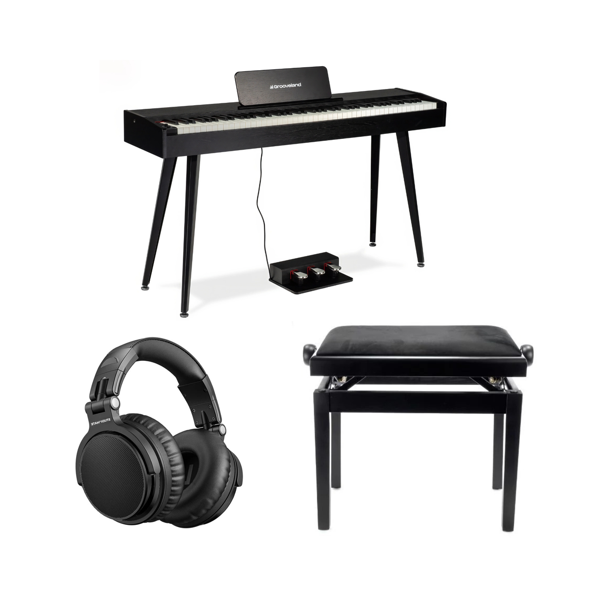 Grooveland DDP-140 Piano digital (Negro) Bundle