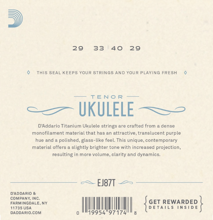 Daddario EJ87T Juego de Cuerdas para Ukelele Tenor
