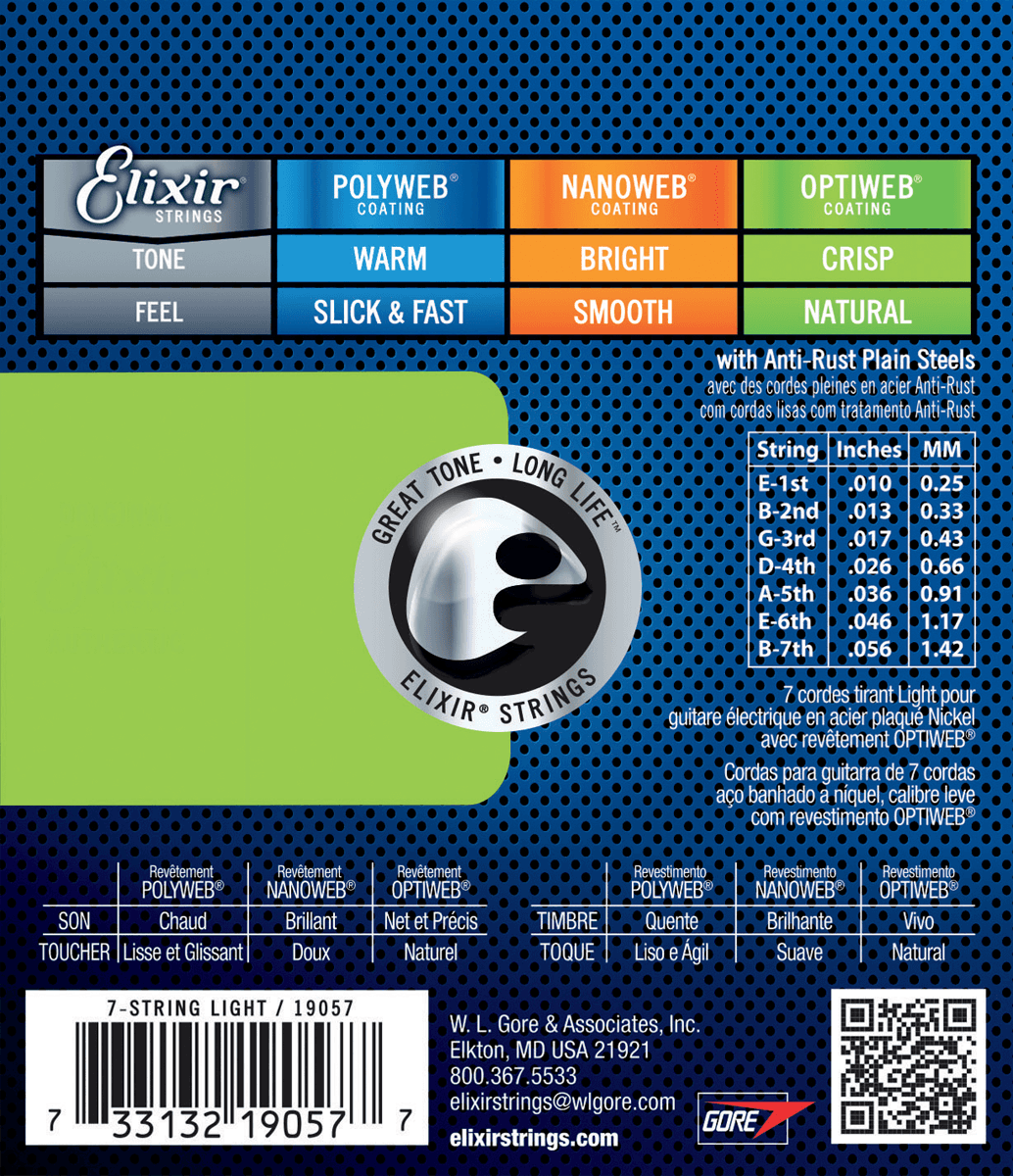 Elixir Optiweb Cuerdas de Guitarra (7-String, 10-56 Light)
