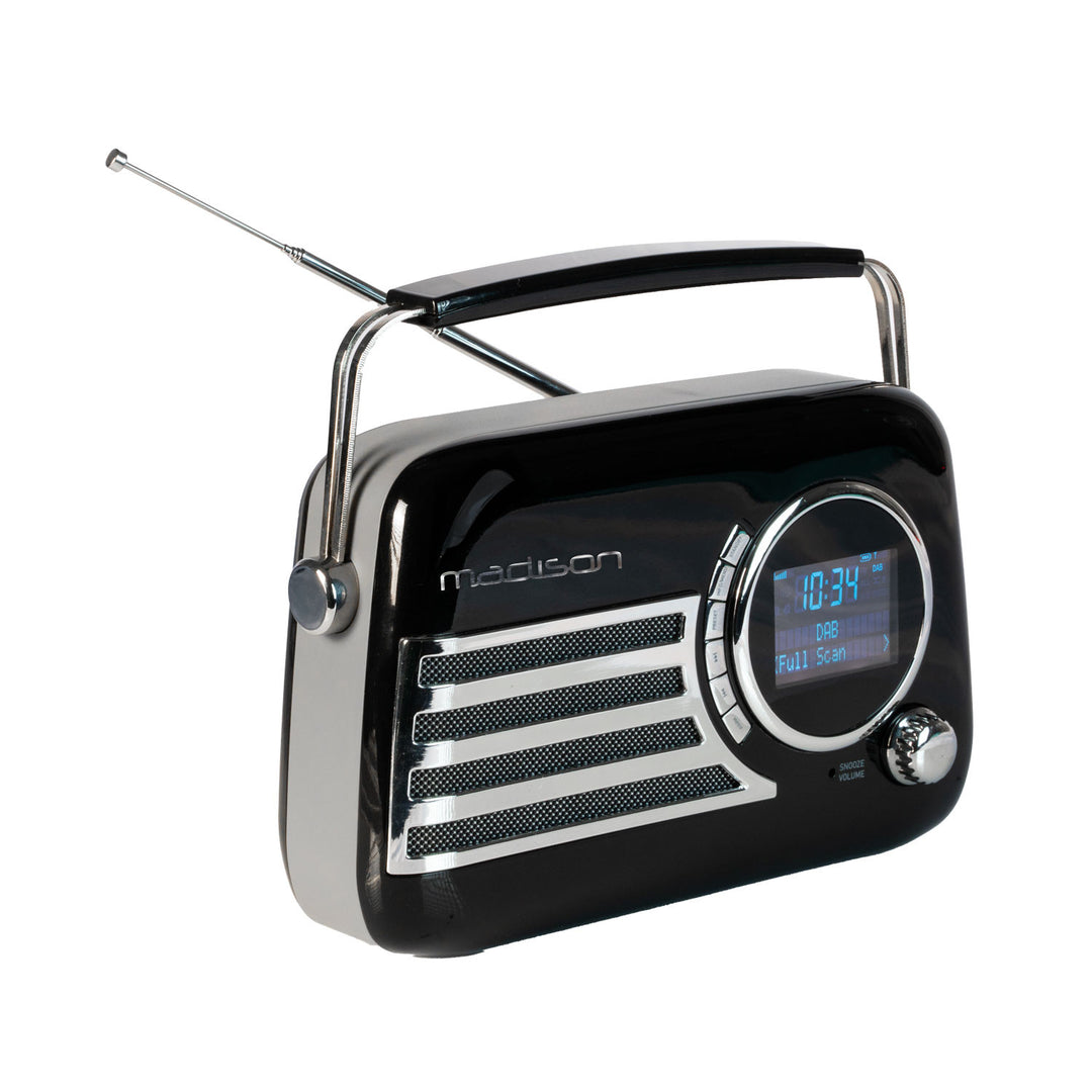 Madison Retro Radio con Bluetooth, FM y DAB (Negro)