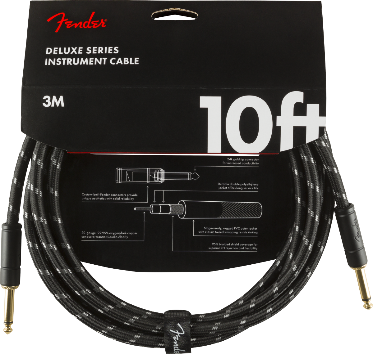 Fender Deluxe Guitarras Kabel (Black Tweed, 3m)
