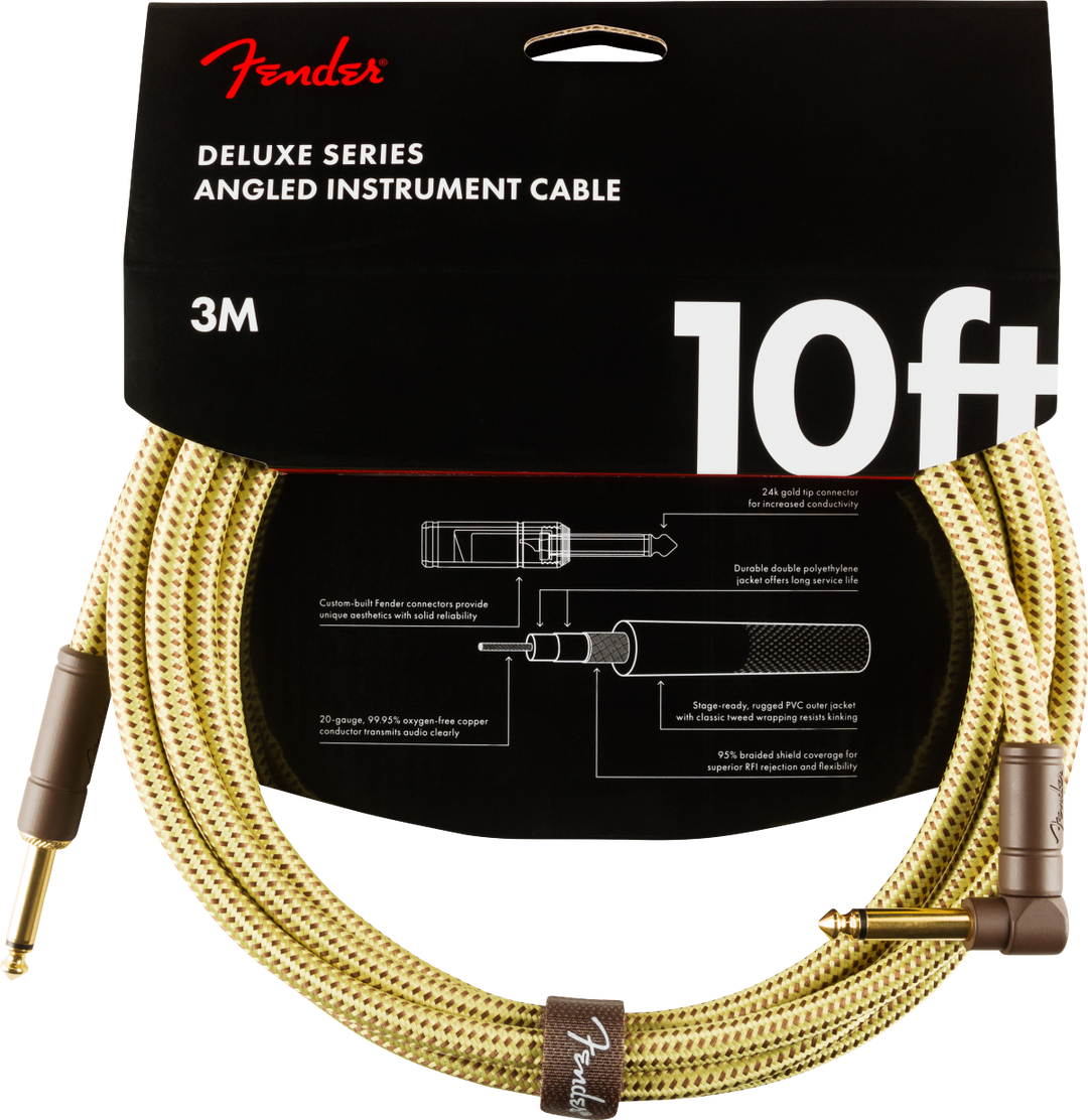 Fender Deluxe Guitarras Kabel Vinkelstik (Tweed, 3m)