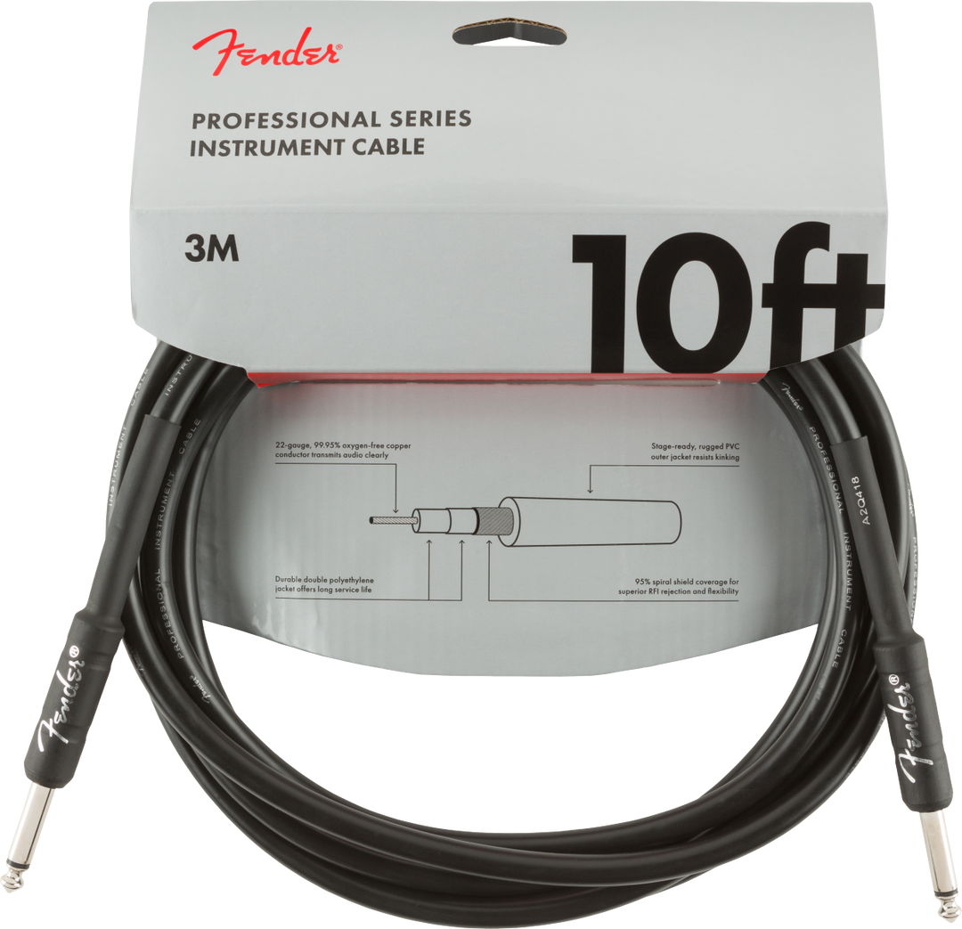 Fender Professional Guitarras Kabel (Negro, 3m)