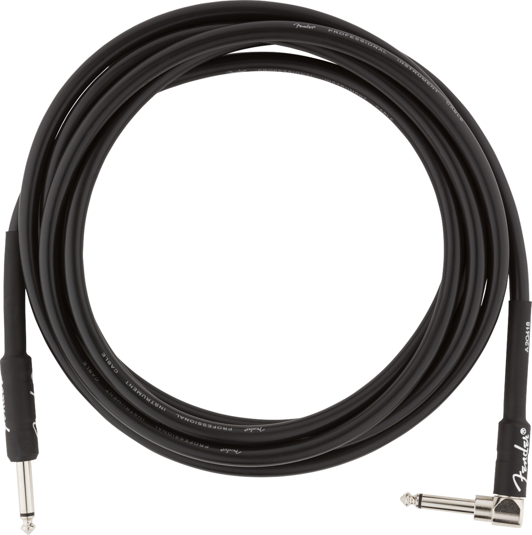 Fender Professional Guitarras Kabel Vinkelstik (Negro, 3m)