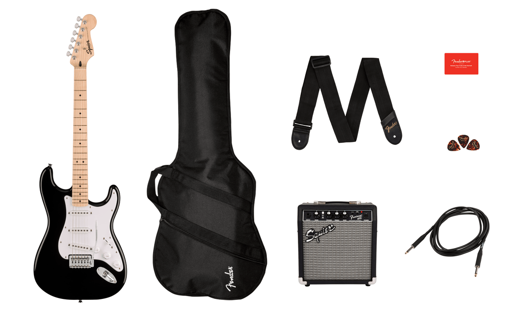 Fender Squier Sonic Stratocaster Guitarra eléctrica Paquete de Inicio (Sort)