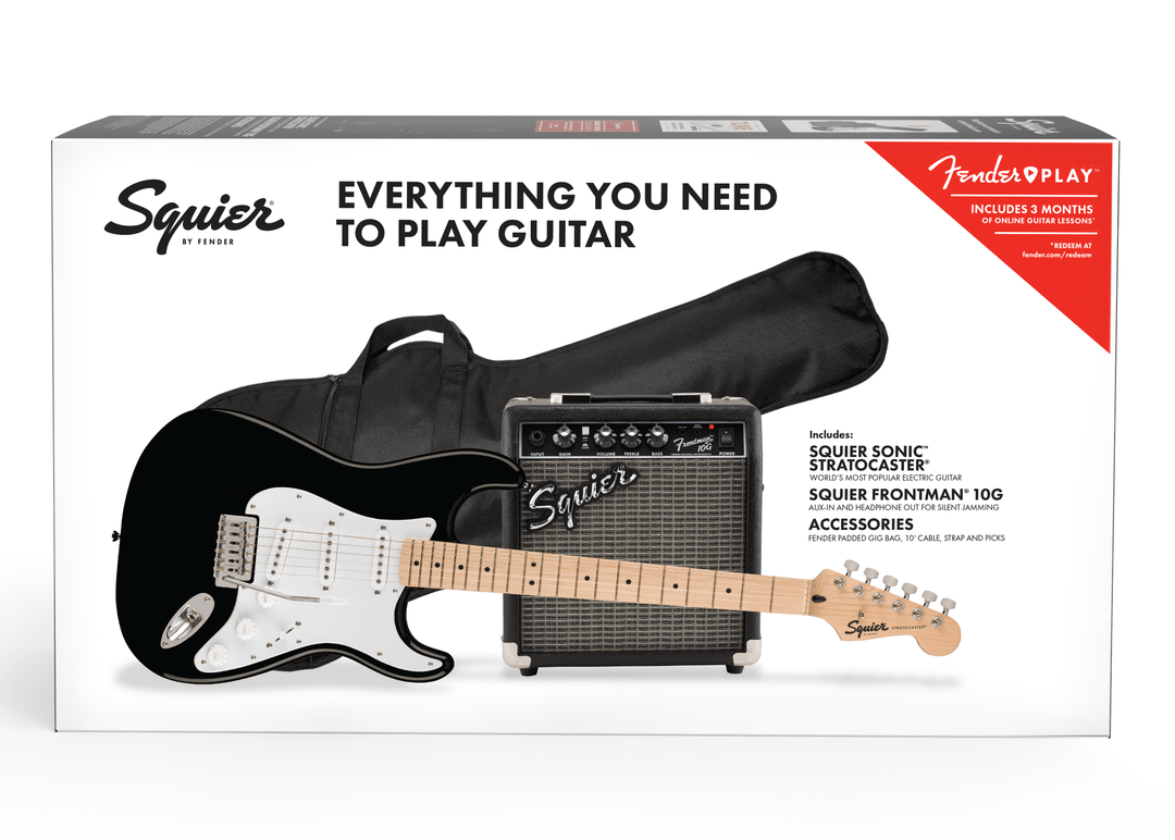 Fender Squier Sonic Stratocaster Guitarra eléctrica Paquete de Inicio (Sort)