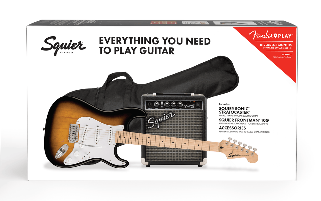 Fender Squier Sonic Stratocaster Guitarra eléctrica Paquete de Inicio (Sunburst)
