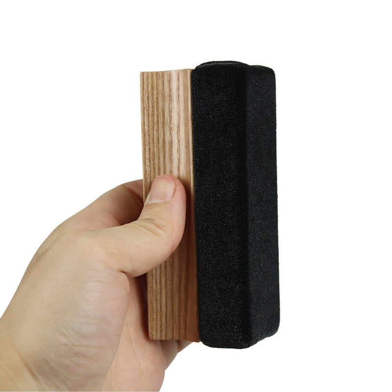 Vinyl record cleaning set with brush made of ash wood