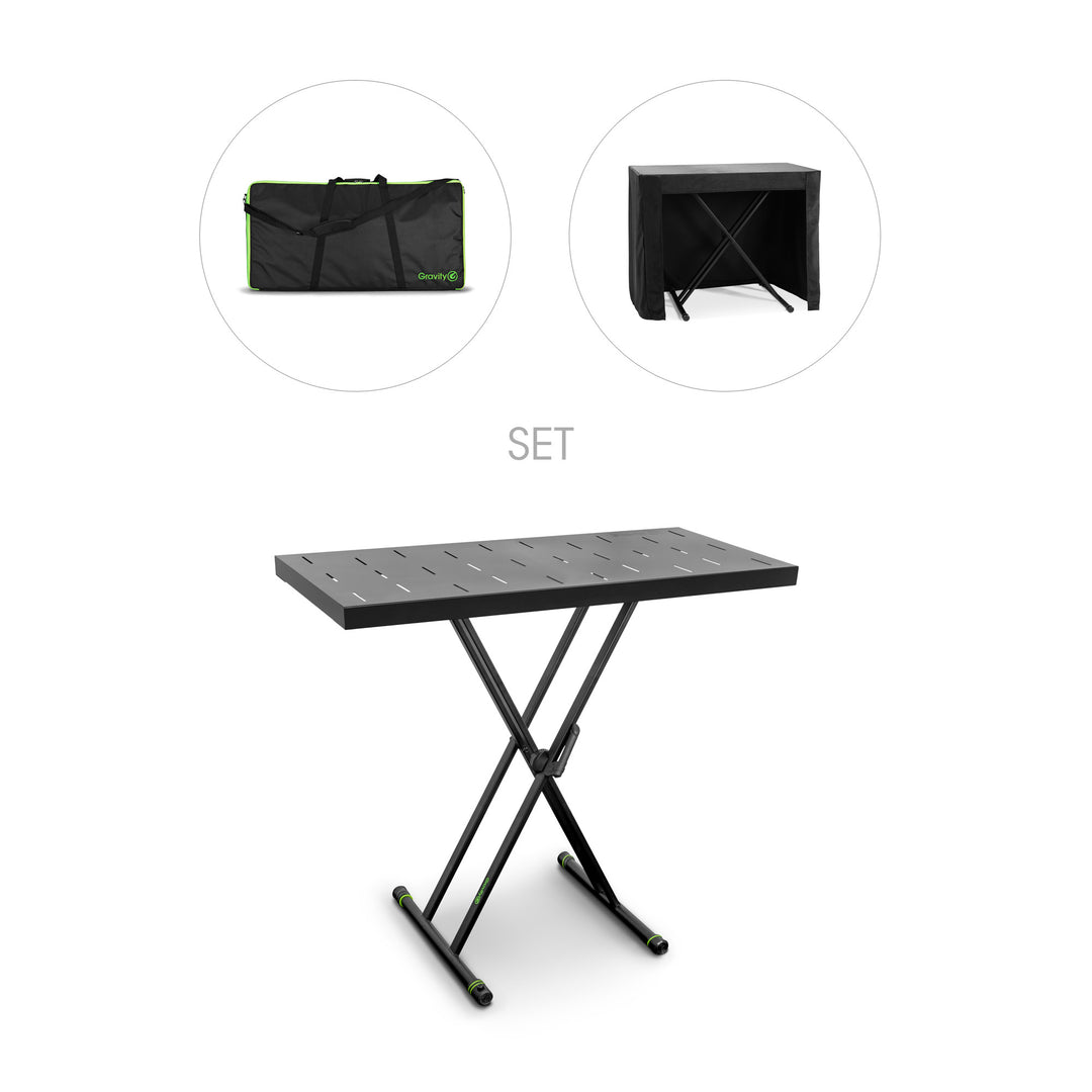 Gravity KSX 2 RD SET 1 - Stand de teclado con forma de X, doble soporte y mesa de apoyo, set 1