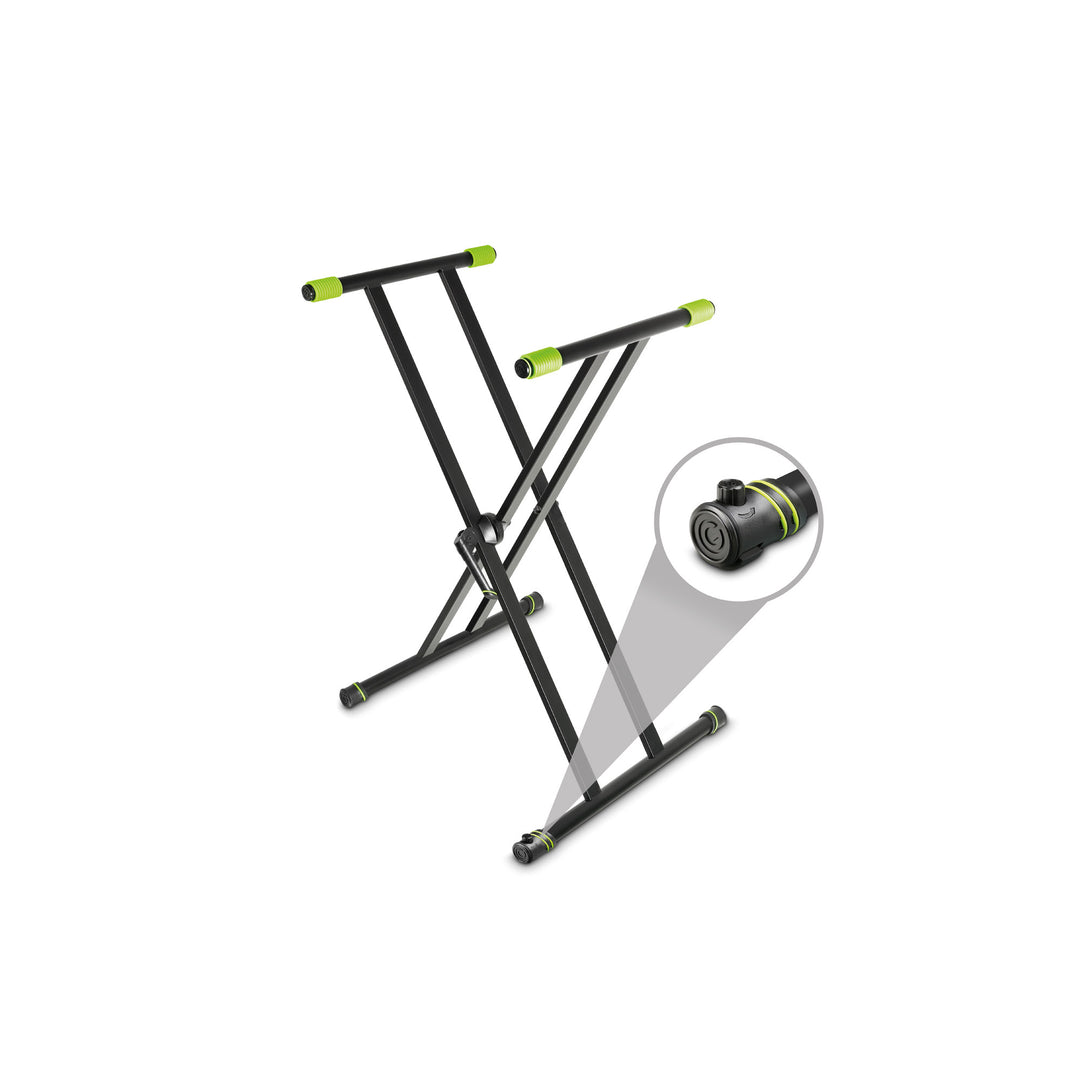 Gravity KSX 2 RD SET 1 - Stand de teclado con forma de X, doble soporte y mesa de apoyo, set 1
