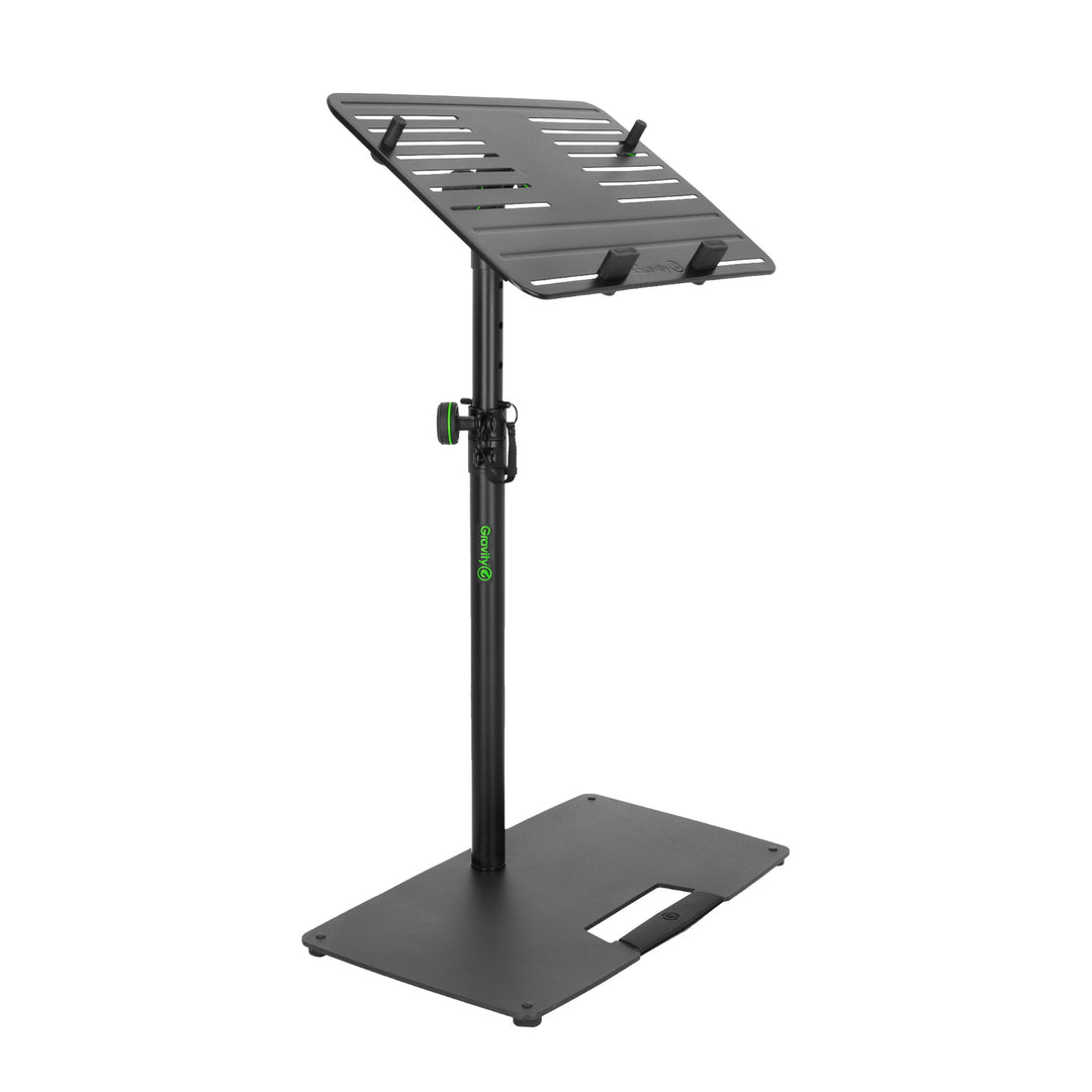 Gravity LTS T 02 B - stand universal para portátil con varillas de sujeción ajustables y base de acero, negro