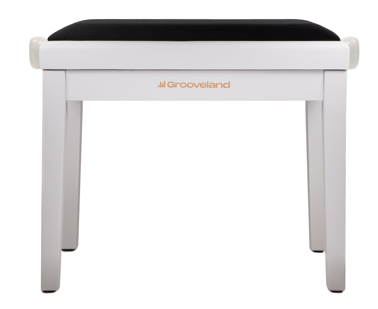 Grooveland KB200 Banco para piano (Blanco Mate, Asiento Negro)