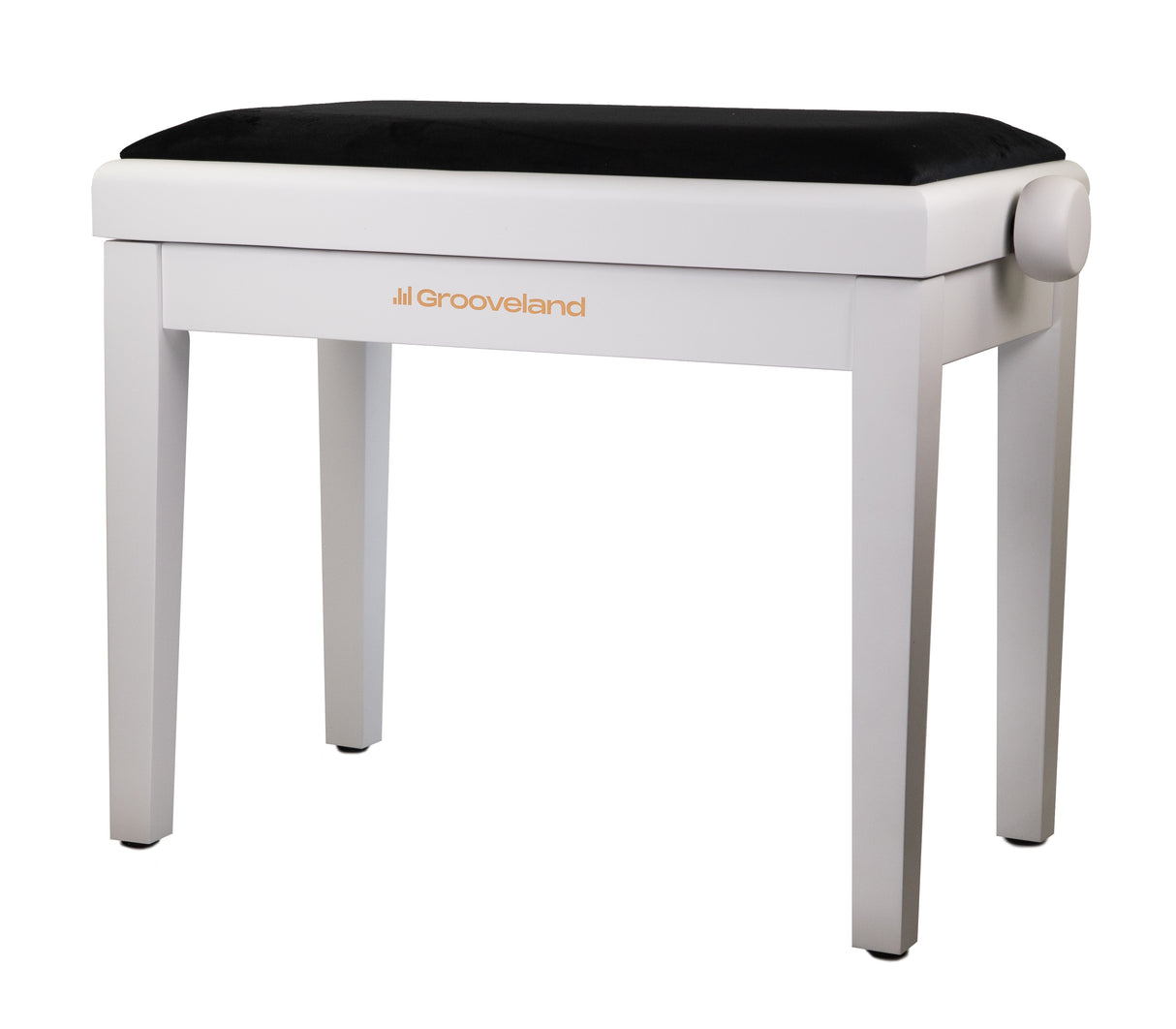 Grooveland KB200 Banco para piano (Blanco Mate, Asiento Negro)