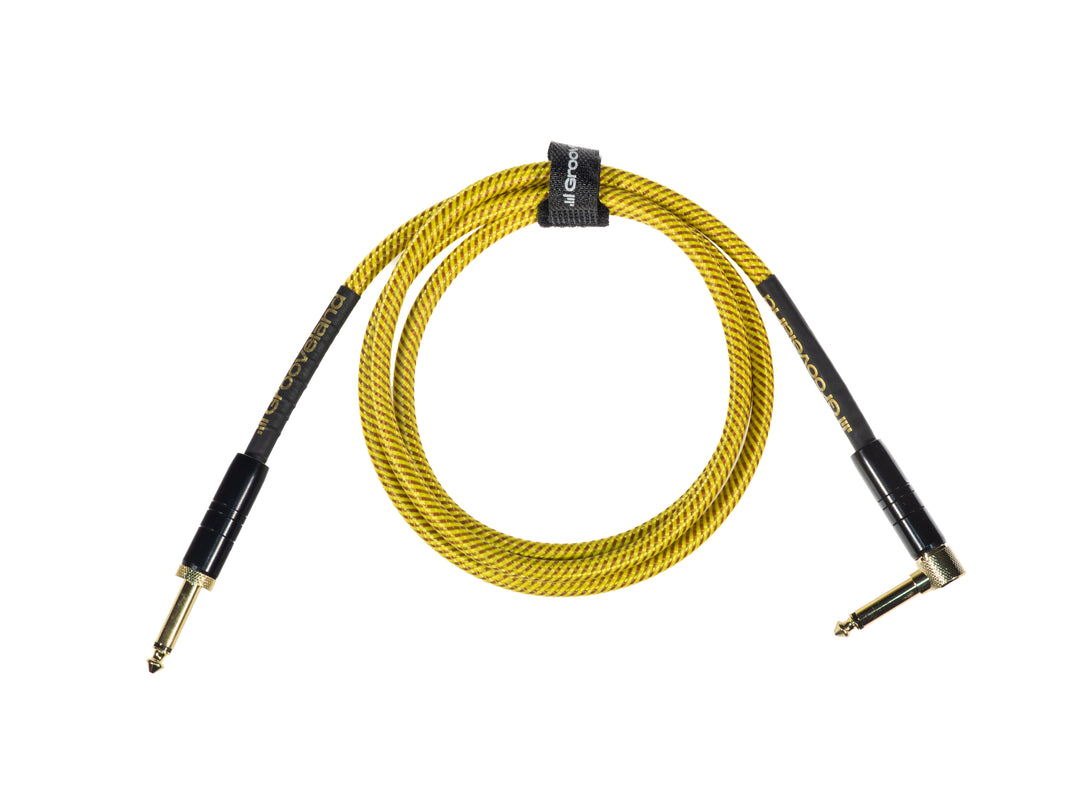 Grooveland Tweed Cable de Guitarra en Ángulo (1,5m - Amarillo)
