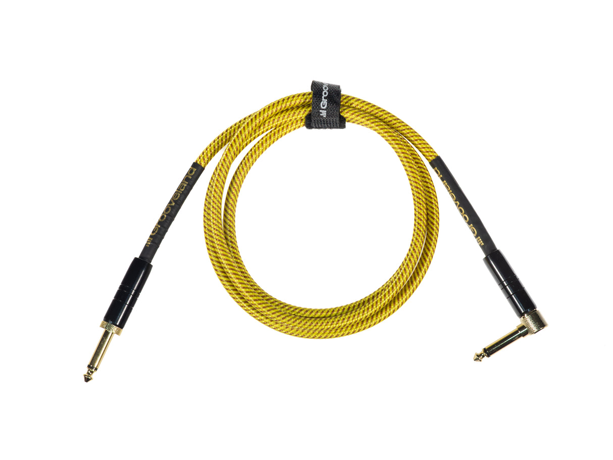 Grooveland Tweed Ángulo Cable de Guitarra (1,5m - Amarillo)