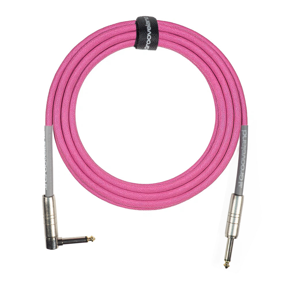 Grooveland Tweed Cable de Guitarra en Ángulo (6m - Rosa)