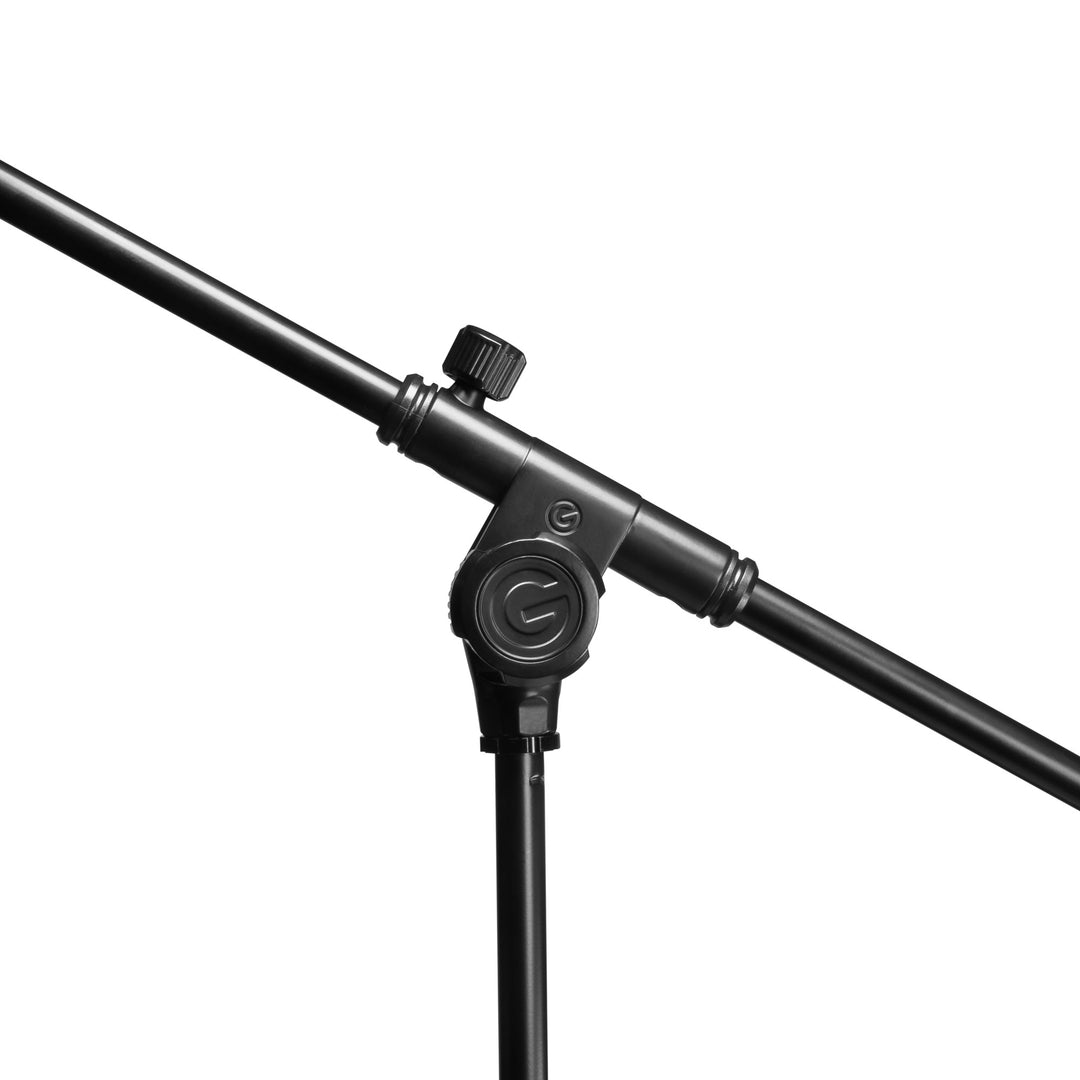 Gravity TMS 2222 - Soporte de micrófono corto de la serie Touring con base redonda y brazo telescópico con ajuste de 2 puntos