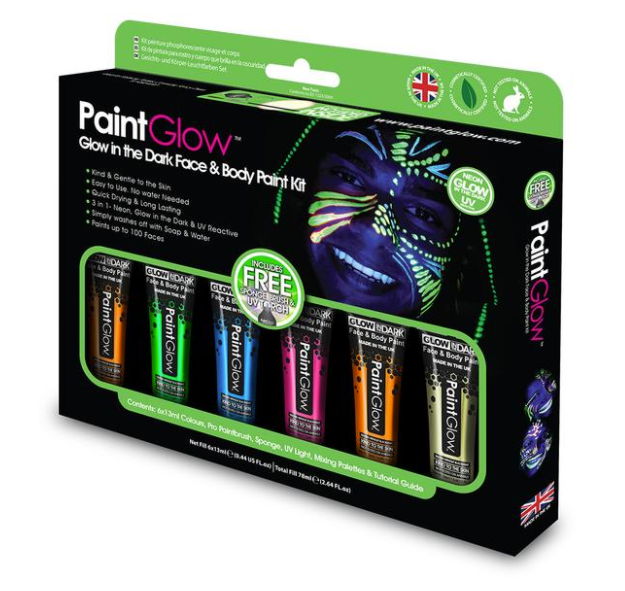 Glow in Dark UV set de pintura facial y corporal