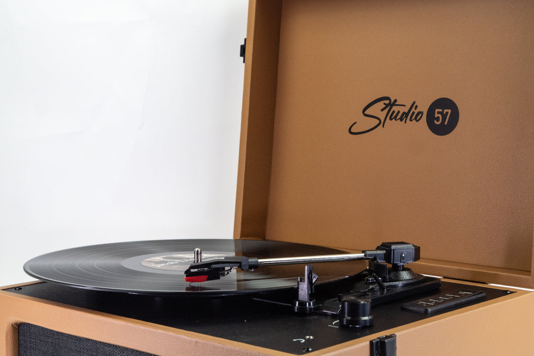 Studio 57 Groovy Tocadiscos con soporte para LP (Earth)