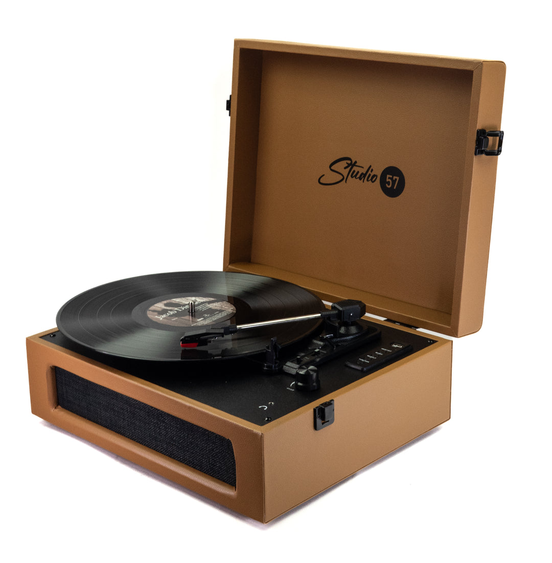 Studio 57 Groovy Tocadiscos con soporte para LP (Earth)