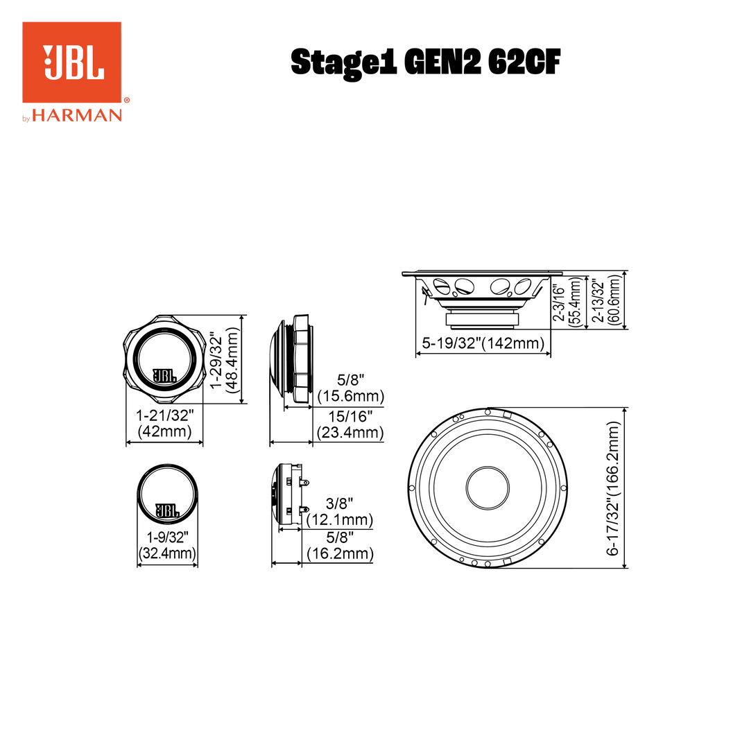 Altavoces de coche coaxiales JBL Stage1 Gen2 62 de 6,5"