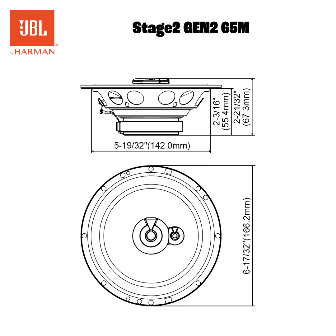 Altavoces de coche JBL Stage2 Gen2 65M de 6,5", 3 vías