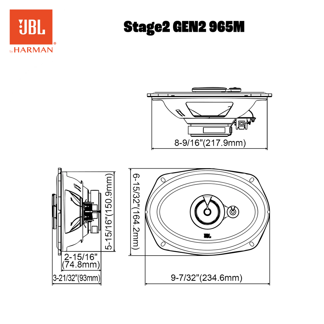 Altavoces de coche JBL Stage2 Gen2 965M de 6x9", 3 vías