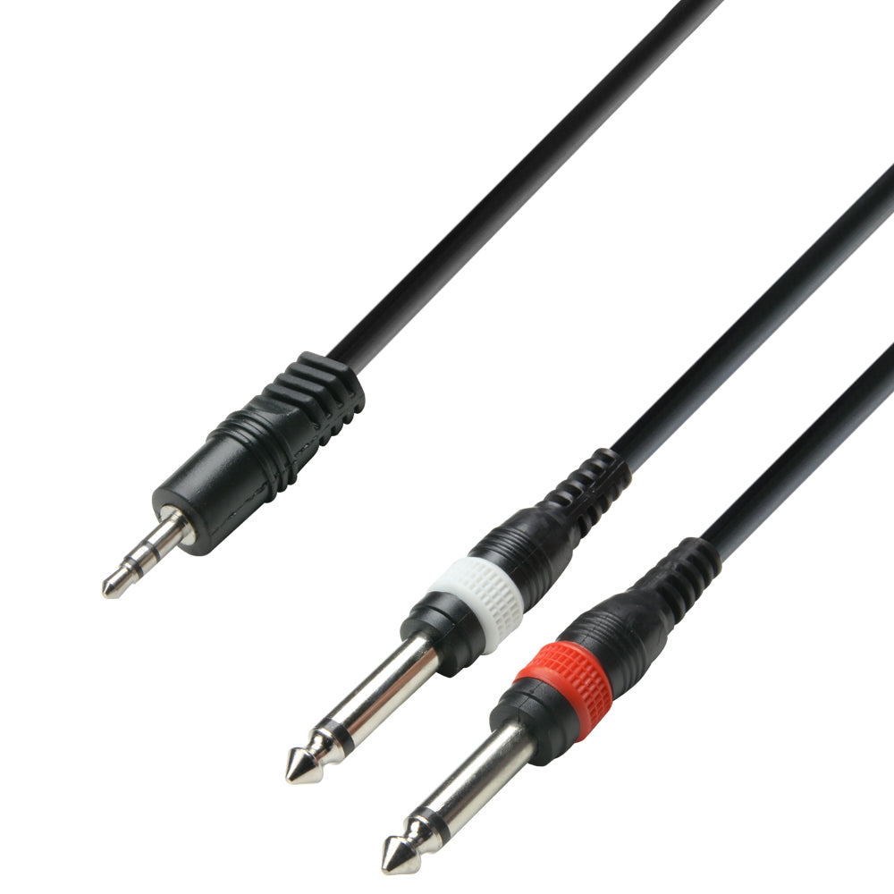 Cable Adaptador 3,5mm Jack Estéreo a 2 x 6.3 mm Jack mono