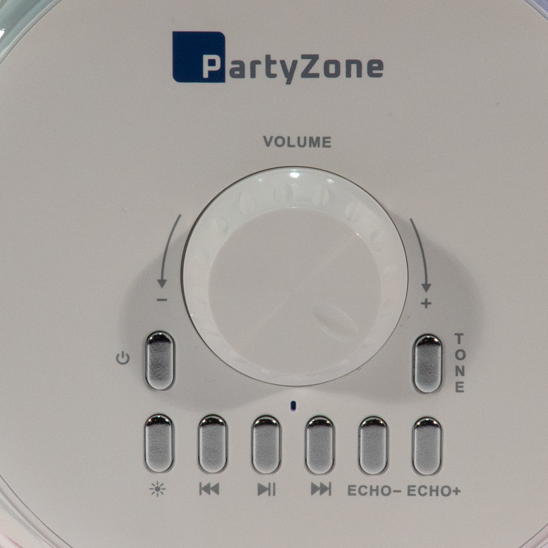 PartyZone Set de Karaoke con 2 Micrófonos (Blanco) & LED PAR-ASTRO 2-en-1 Luces de Discoteca