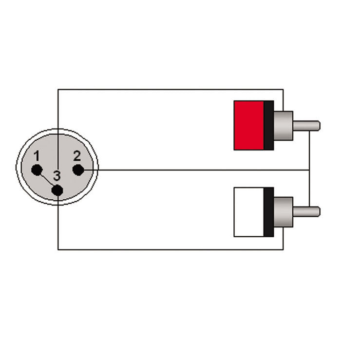 Adapter Cable XLR Male to 2 x RCA Phono Male