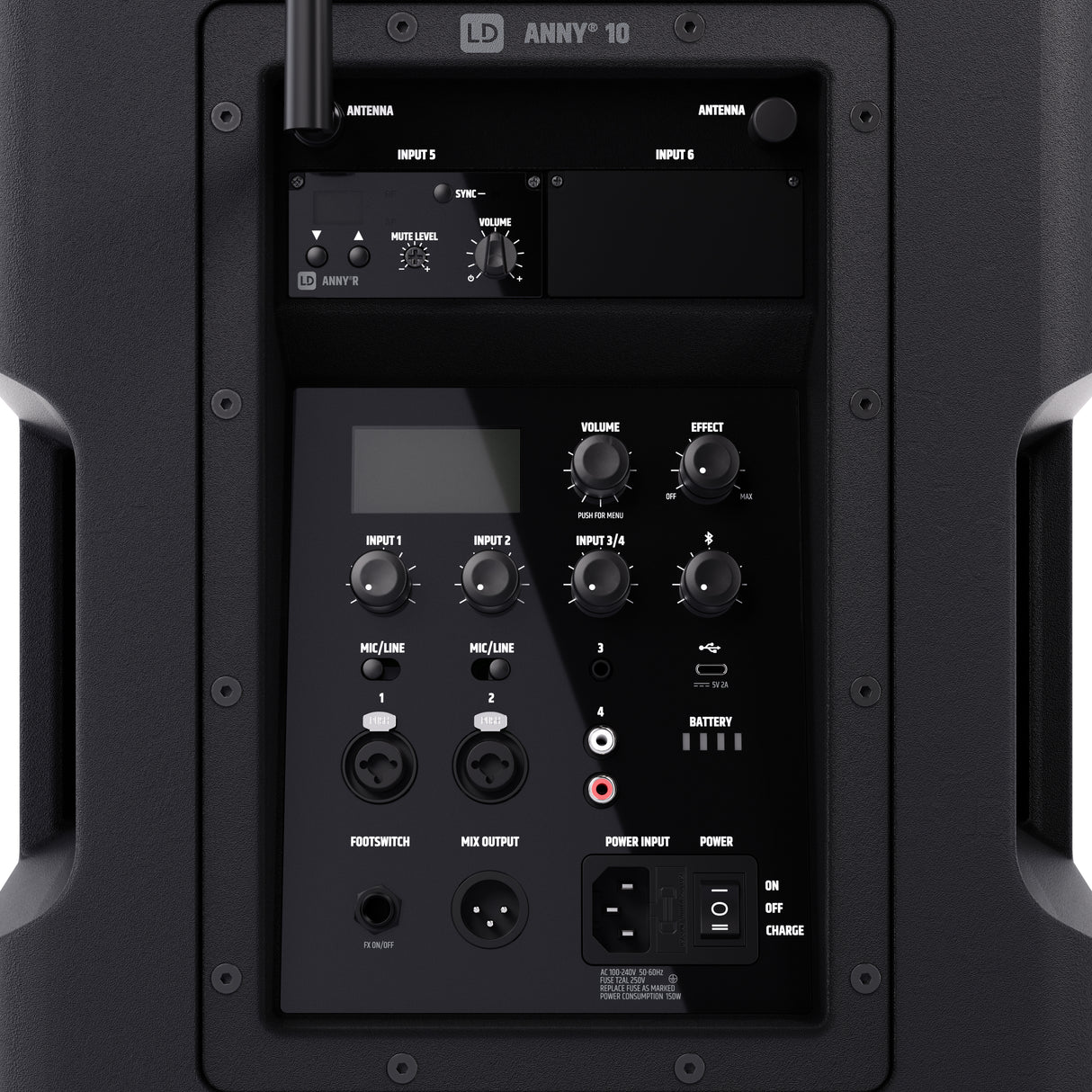 LD Systems ANNY® 10 BPH B6 - Sistema PA portátil 10" a batería con Bluetooth® y mixer, y 1 x micrófono de diadema (incl. bodypack)