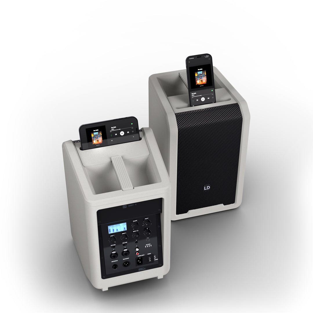 LD Systems ANNY® 8 G - Altavoz PA Bluetooth® portátil con batería con mixer, Gris Urban