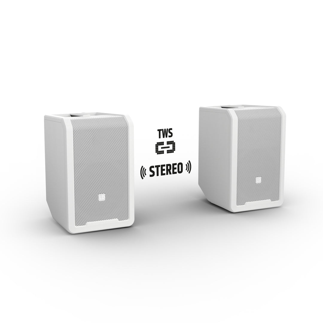 LD Systems ANNY® 8 HHD B8 W - Altavoz PA portátil a batería con Bluetooth® con mixer y 1x micrófono inalámbrico de mano, blanco puro