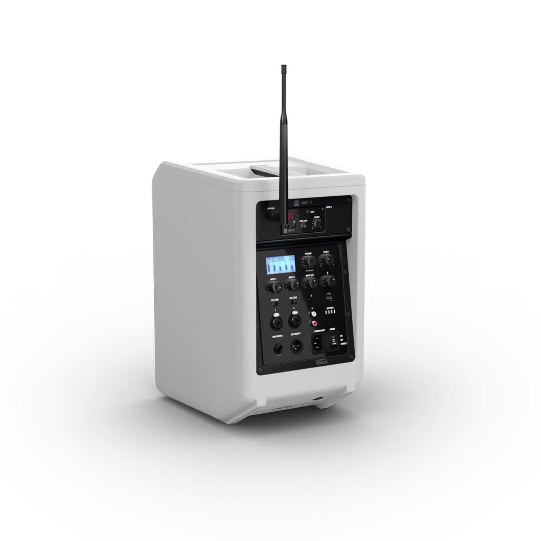 LD Systems ANNY® 8 HHD B8 W - Altavoz PA portátil a batería con Bluetooth® con mixer y 1x micrófono inalámbrico de mano, blanco puro