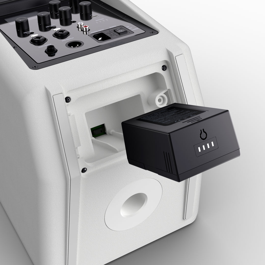 LD Systems ANNY® 8 HHD B8 W - Altavoz PA portátil a batería con Bluetooth® con mixer y 1x micrófono inalámbrico de mano, blanco puro