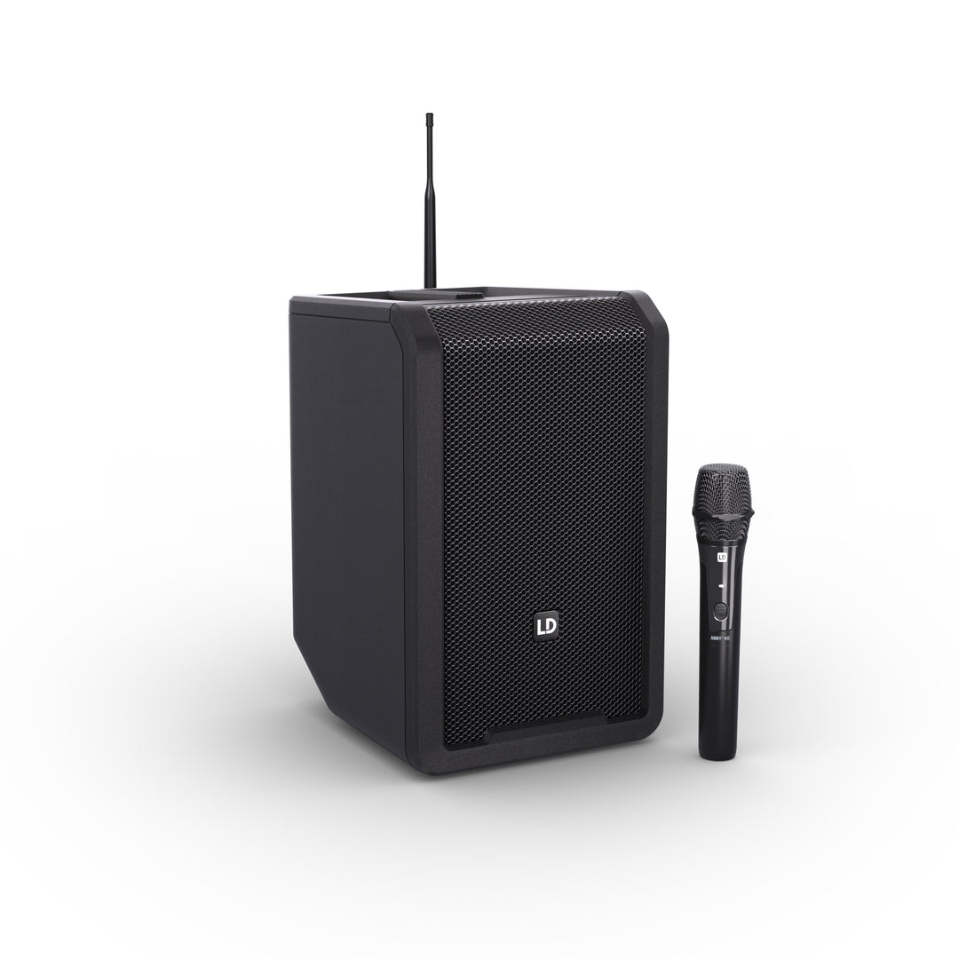 LD Systems ANNY® 8 HHD B8 - Altavoz PA portátil a batería con Bluetooth® con mixer y 1 x micrófono inalámbrico de mano, Black de escenario