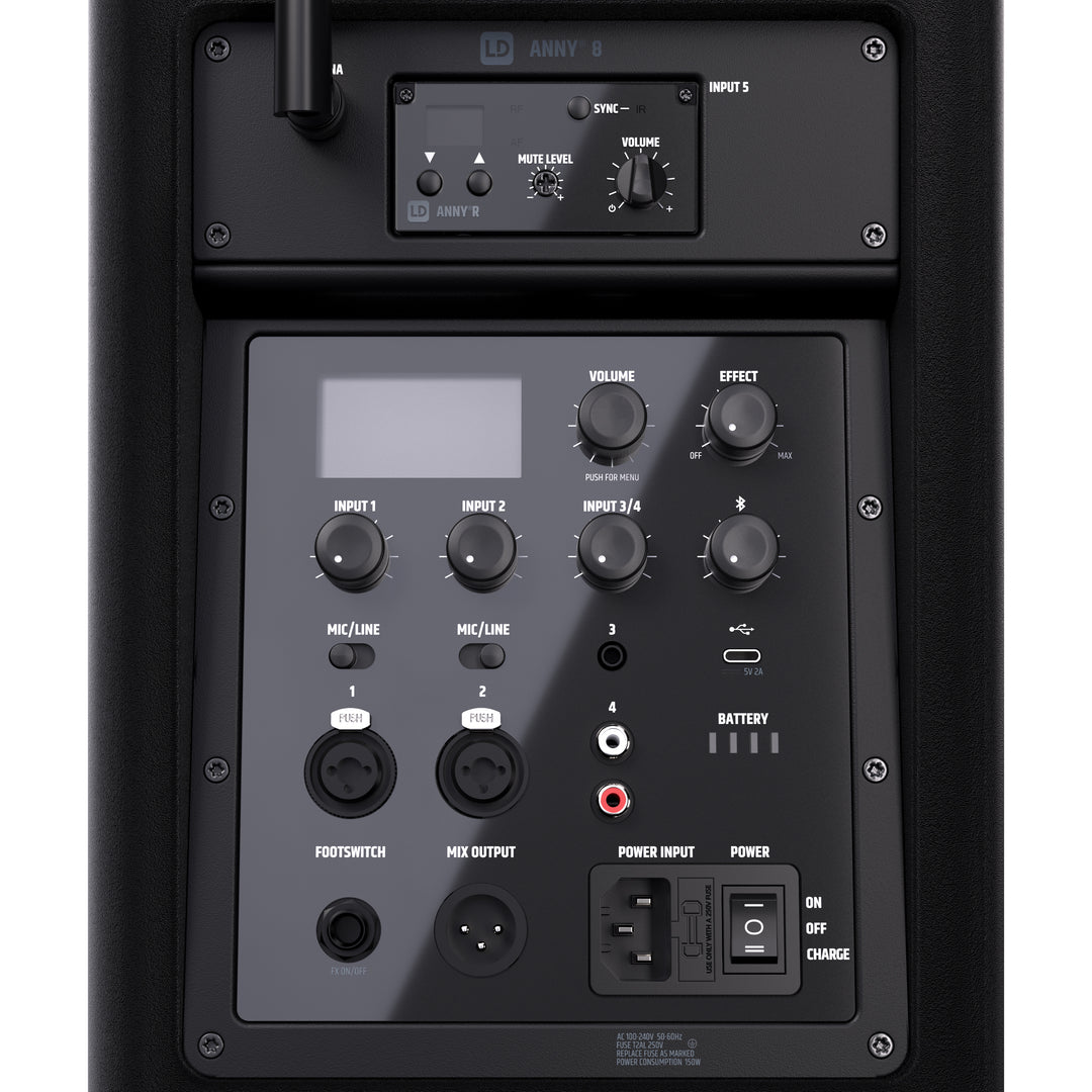 LD Systems ANNY® 8 HHD B8 - Altavoz PA portátil a batería con Bluetooth® con mixer y 1 x micrófono inalámbrico de mano, Black de escenario