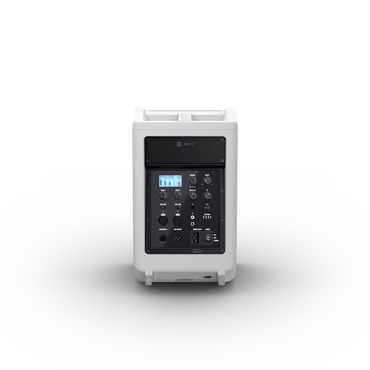 LD Systems ANNY® 8 W - Altavoz PA Bluetooth® portátil con batería con mixer, blanco puro