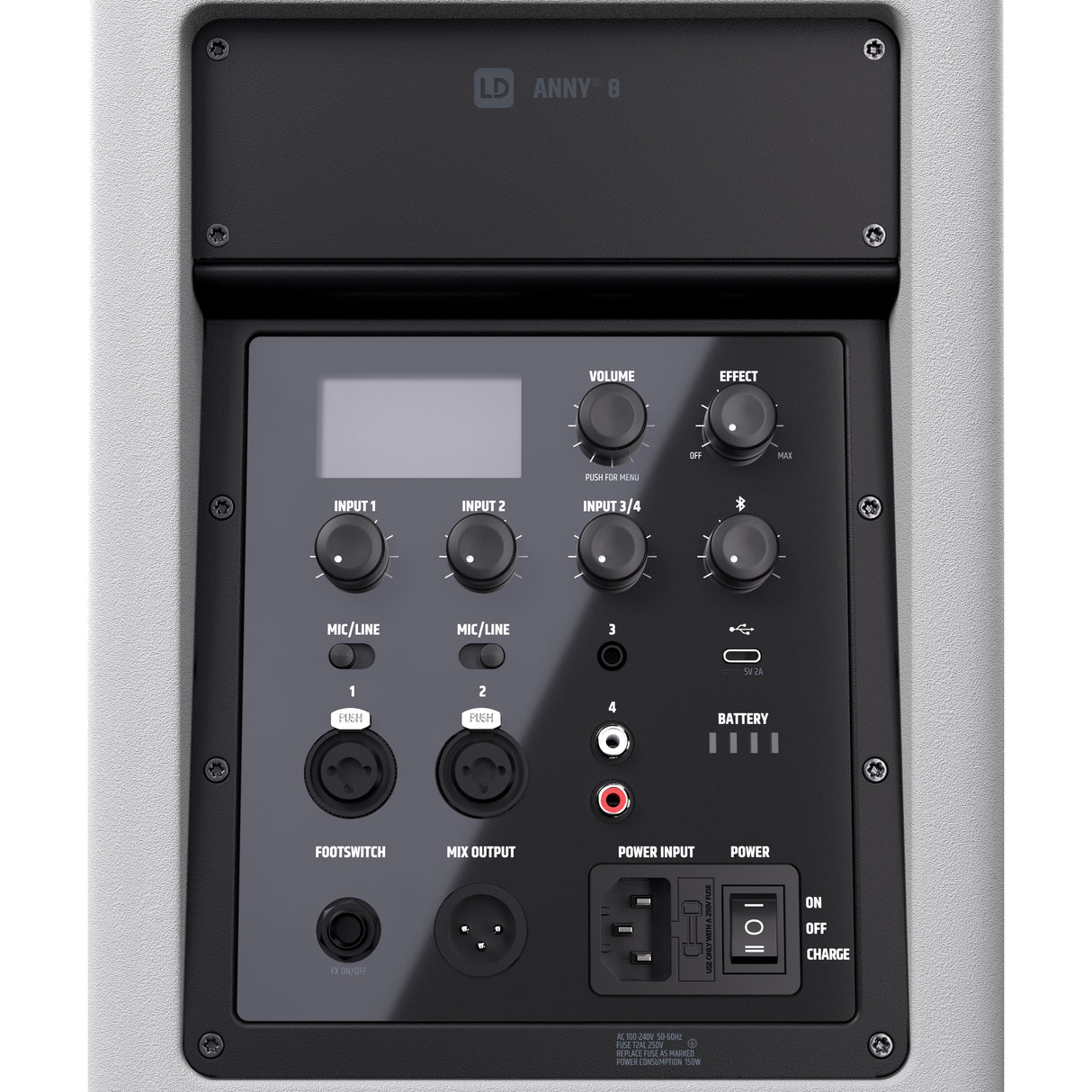 LD Systems ANNY® 8 W - Altavoz PA Bluetooth® portátil con batería con mixer, blanco puro
